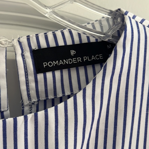 NWOT Pomander Place tiered Oxford dress, size medium. - Picture 2 of 4